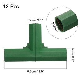 QUARKZMAN Pack of 12 16 mm / 0.6 inch Greenhouse Frame Connectors Pipe Connection Tool, 3-Way Frame Connector for Trellis Sun Protection Shed Gardening (Green)
