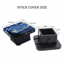 Beabes Hitch Cover 2" Starry Night, Van Gogh Moon Mountain Village Painting Rubber Receiver Tube Hitch Plug Truck Hitch Covers, Trailer Hitch Cover Plug Cap for Most Vehicles