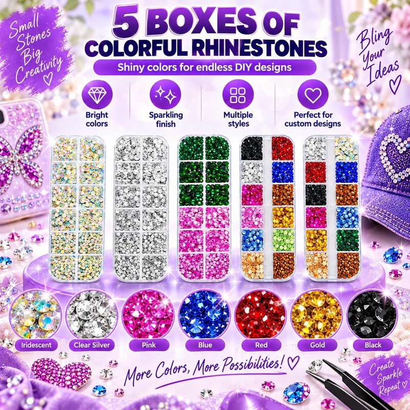 Bedazzler Hotfix Rhinestone Applicator Kit with Rhinestones and Carry Case