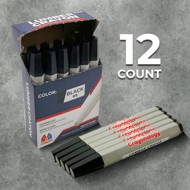 Lucky Art Crayonology Lumber Crayons – Black, Pack of 12 | Hexagonal Construction Marking Crayons for Wood, Concrete, Asphalt, Metal | Durable, Smudge-Free, Break-Resistant