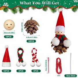 DONQL 10 Set Christmas Tree Decorations - Pine Cones Santa Claus Christmas Tree Ornaments Hanging Pendant, Christmas Crafts For Adults, Xmas Decorations,Christmas Decorations With Natural Pine Cones