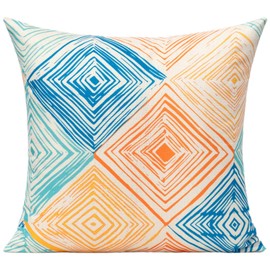 WOKANI Blue Teal Outdoor Throw Pillow Covers Colorful Modern Couch Patio Furniture Abstract Geometric Striped Decorative Cushion Covers Home Décor for Bedroom Sofa Bench Porch 18x18 Set of 4