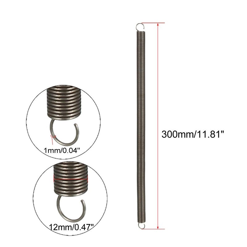 sourcing map Tension Spring Wire Diameter 0.04", AD 0.47", Free