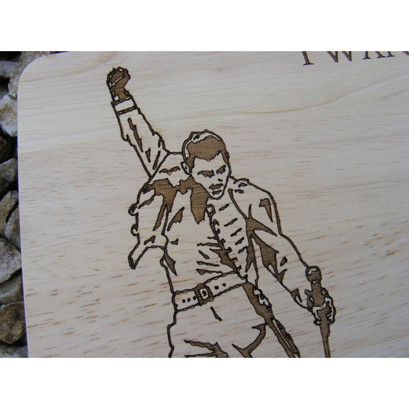 QUEEN FREDDIE MERCURY GIFT IDEA PREMIUM HARDWOOD WOODEN CHOPPING CUTTING