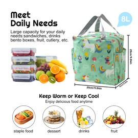 SUOXU Insulated Lunch Bag 25cm - Foldable Reusable Cool Bag Thermal Food Bag for Men Women Kids, Leakproof Cooler Tote for Work, School, Picnic & Travel - 8L Capacity