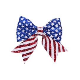 Totelux 4th of July Bows Hair Clips Glitter Cheer Bow Hairpin Ponytail Holder American Flag Star Hair Barrettes for Women Girls Independence Day Patriotic Hair Accessories