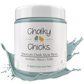 Chalky Chicks All-in-One Chalk Paint for Furniture or Cabinet - 16Fl Oz- Matte Finish Stormy Seas (Light Blue) for Metal, Wood Furniture Paint - No Sanding All-in-One for Home Decor & Crafts, USA Made