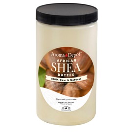 Aroma Depot Raw African Shea Butter 2 lb Jar Ivory/White Grade A 100% Natural & Pure. Fresh Moisturizing, Ideal for Dry and Cracked Skin. Can be use in Body, Hair and Face. Imported from GHANA.