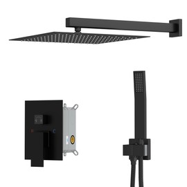 Dcolora 10 In. Rainfall Shower System with Handheld, Matte Black Shower Faucet Set for Bathroom, Brass Valve, 304 Stainless Steel, Anti-Scald cUPC Certified (Matte Black, 10 Inch)