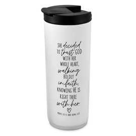 Lighthouse Christian Products Double Wall Vacuum Insulated Tumbler With Lid, 20 Ounce Stainless Steel, Trust God