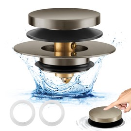 Bathtub Drain Stopper, Uxoz Universal Tub Stopper for Replacing Tip Toe/Trip Lever/Lift&Turn Tub Drain, Bath Tub Drain Stoppers Desiged for 1.5" to1.72 Drain Hole with 3 O-Rings, Brushed Nickel