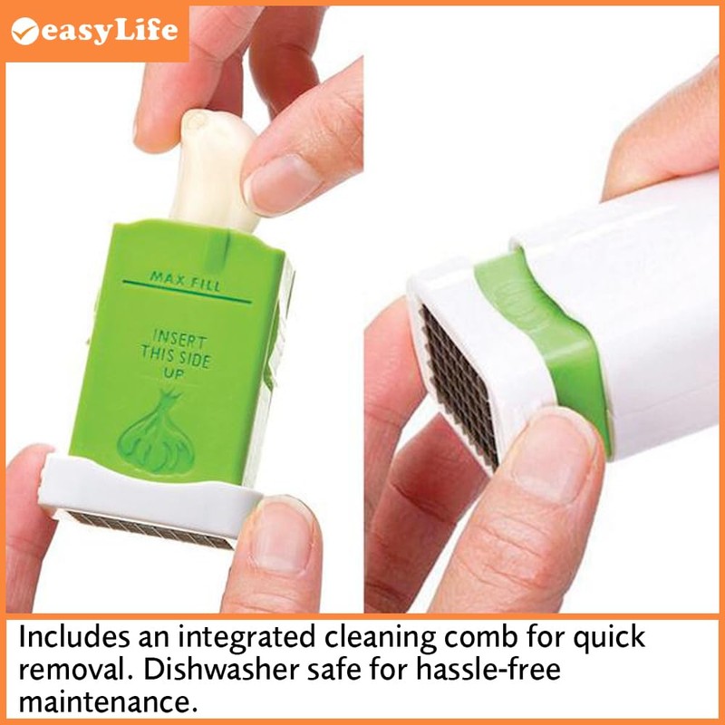 Easylife Hand Garlic Crusher, Stainless Steel Garlic Press with Integrated