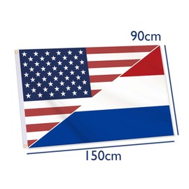 Netherlands USA Flag,Big 3x5 FT Dutch Holland Flag,36x60 Inch Large Double-Printed Durable 150D Thick Polyester Decorations with 2 Brass Grommet