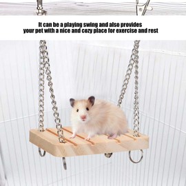 Jadeshay Hamster Swing, Wooden Hamster Toy, Hamster Swing Pet Toy, Hammock Cage Exercise Molar Toy, Hamster Accessories for the Cage