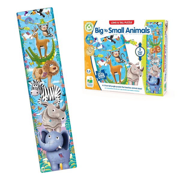 The Learning Journey: Long & Tall Puzzle - Big to Small Animals - 51 Piece 5-Foot-Tall Preschool Puzzle - Educational Gifts for Boys & Girls Ages 3 and Up