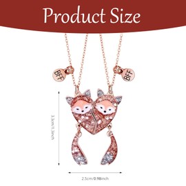 CYXZMYA 2 x Friendship Necklaces, Friendship Necklaces for 2 Girls, Stainless Steel Animal Chain, Best Friend Birthday Gift, Fox Partner Jewellery, as Birthday Gifts and Christmas Surprises, Stainless