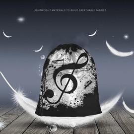 Richugui Drawstring Bag Music Notes Drawstring Bags Backpack Bag Vintage Design Grunge Art Black Ground Silhouette Ink Splatter Sport Gym Sack Drawstring Bag String Bag Yoga Bag for Men Women