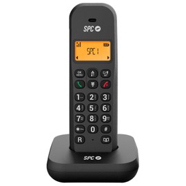 SPC Keops Cordless Landline Telephone, Illuminated Display, 35 x 30 mm, Telephone Book for 50 Contacts, Eco Mode, Gap Compatible, Black