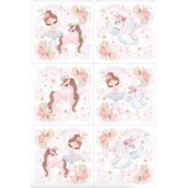 UNIQUE Ballerina Fabric Panel Set (6 Panels, 12x12in Each), Quilting Panels, Baby Quilt Panels, Cotton Baby Panels, Blanket Panel, Cotton Fabric Panels for Quilting
