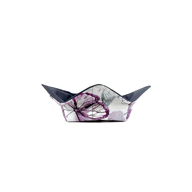 Microwavable Bowl Cozy in a Purple and Dark Gray butterfly