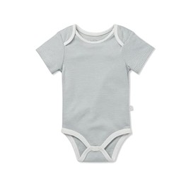 MORI Baby Short Sleeve Bodysuit in Blue Stripe for Boy & Girl - Romper with Envelope Neck & Nickel Free Popper - 18-24 Months