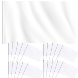 DIY A 90 x 150 cm Blank Flag and 20 Pieces Mini Hand-Held Flag 21 x 14 cm Pure White Hand Waving Flags with Two Brass Eyelets Self-Designed Polyester Party Holiday Decorations