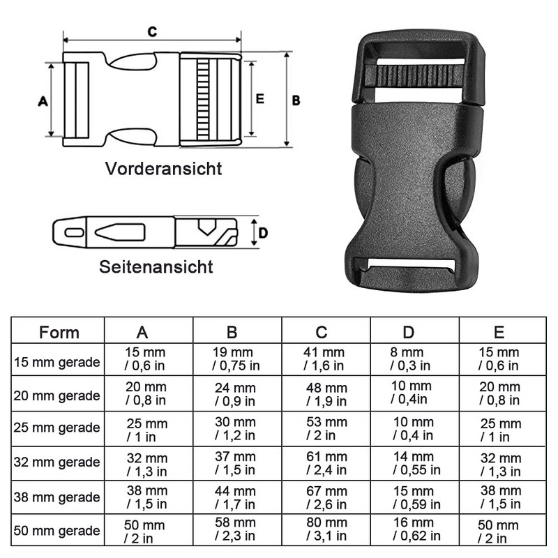 sinzau Click Fastener Pack of 20, Side Squeeze Buckle Replacement