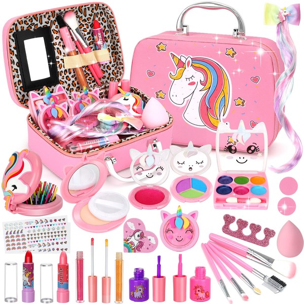 Kids Makeup Sets for Girls, Washable Kids Make Up Set Girls Toys, Real Girls Make Up Set for Kids Children Princess Pretend Play Set Kids Toys for 3 4 5 6 7 8 9 Year Old Girls Christmas Birthday Gifts
