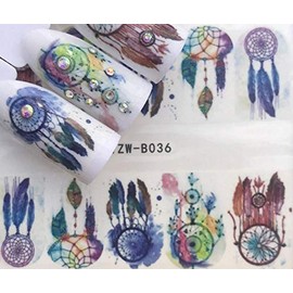 Full Sheet Dreamcatcher - Feather - Watercolor - Nail Stickers - Salon Quality Nail Art Nail Wrap Nail Decals - 1 Sheet