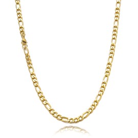 RAQINSTL Men's Figaro Chain Necklace Men's Stainless Steel Chain Silver Black Gold Chain 14-26 Inch Cuban Chain 5/7/9 mm Cuban Necklaces for Men Women Teen Jewellery Gift, Stainless Steel, No Gemstone