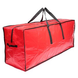 LinaLife Red Waterproof Material Christmas Tree Storage Bag Fits 7.5 Ft Artificial Trees Plastic Waterproof Christmas Bag Holiday Xmas Disassembled Trees with Durable Reinforced Handles Zipper