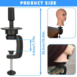 YOUNGSAY Set of 3 Practice Head Holder, Adjustable Doll Head Stand, Black Doll Head Stand, for Wig Styling Display