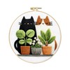 Zhenqing Cats and Potted Plants Embroidery Kit for Beginners, Pre-Printed