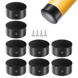 M METERXITY 8-Pack Handrail End Caps, 1.77 Inch/45mm Inner Diameter Stainless Steel Round Handrail End Caps for Furniture/Stair, Guardrail Tube End Cover [Black]