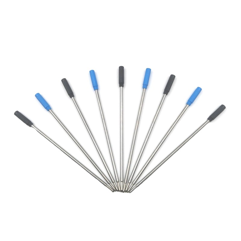 10PCS Metal Pen Refills - Blue and Black 115mm Replacement
