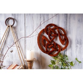 Windalf Large Celtic Wall Ornament RIORDHA Diameter 30 cm Celtic Wooden Jewellery Wall Relief Irish Lucky Charm Protective Amulet Handmade Wooden
