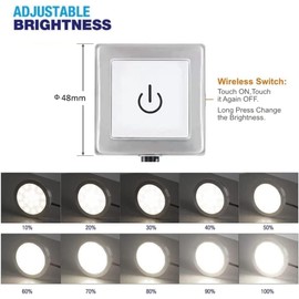 VST Under Cabinet Lighting Plug in with Wired Touch Dimmer Switch,Recessed or Surface Mount Design,Warm White 3000K 12V 2W(20W Total, 10 Pack White) Puck Lights Fixtures