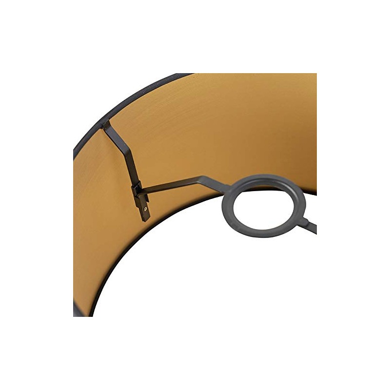 QAZQA Modern Cotton Lampshade Black 35I30I20 with Gold I Brass