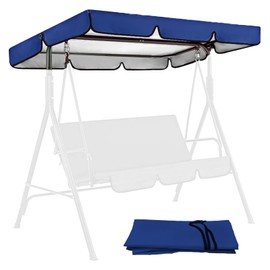 Swing Canopy Replacement Cover for Outdoor Patio Porch Swing Chair Waterproof 2/3 Seat Swing Canopy Replacement Top Sun Shade Garden Yard Park Furniture Canopy Cover (Blue, 75”×52”×5.9”)
