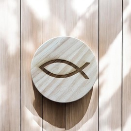 Ashton and Finch Christian Fish Symbol Coaster – Wooden Christian Gift – Handcrafted Wooden Coaster for Faith and Believers