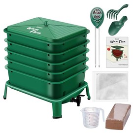 Tezeit Cubeta Abono Gusano Bandejas Compostador Cuartos Interiores Exteriores Kit Inicio Granja Gusanos Vermicompostaje Reciclaje Residuos