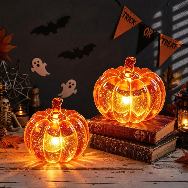 KutaKuta 2Pcs Pumpkin Light, Halloween Pumpkin Night Light