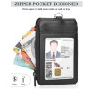 Teskyer Badge Holder with Side Zip Pocket Multiple Card Slots