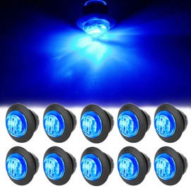 NBWDY 10Pcs 3/4 Inch Blue LED Marker lights,Led Trailer Side Marker Light,LED Clearance Bullet Marker Light,Turn Signal Identification Indicator Light for Trailer Truck RV Car Bus Van Pickup SUV ATV