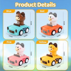 SUPVIB Press to Go Car Toys for Toddlers 1-3, Animal Baby Car Toys, Gifts for One Year Old Boys, Infant Play Vehicle Set for 6-9-12-18 Months, 1st Birthday Gifts for 1-2 Years Old Boy Girl(Colorful)