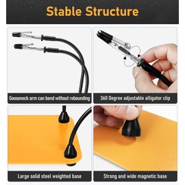 KLSKKJ Magnetic Helping Hands Soldering Station with 6X Magnifying Glass, Third Hand Soldering Tool 4 Flexible Arms Clamps Solder Holder Helper Hand Magnifier for Repair Electronic Jewelry Crafts