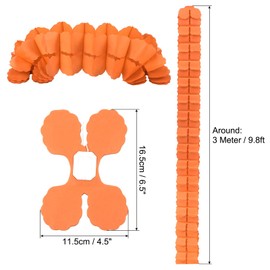 PATIKIL 9.8ft Four-Leaf Garland, 9 Pack Tissue Paper Hanging Flower Garland Reusable Streamers for Party Wedding Backdrop Decorations, Orange