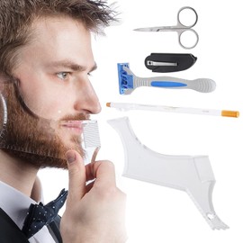 Beard Shaping Tool Kit, Beard Styling Comb, Beard Outlining Pen, Grooming Scissors for Travel or Business