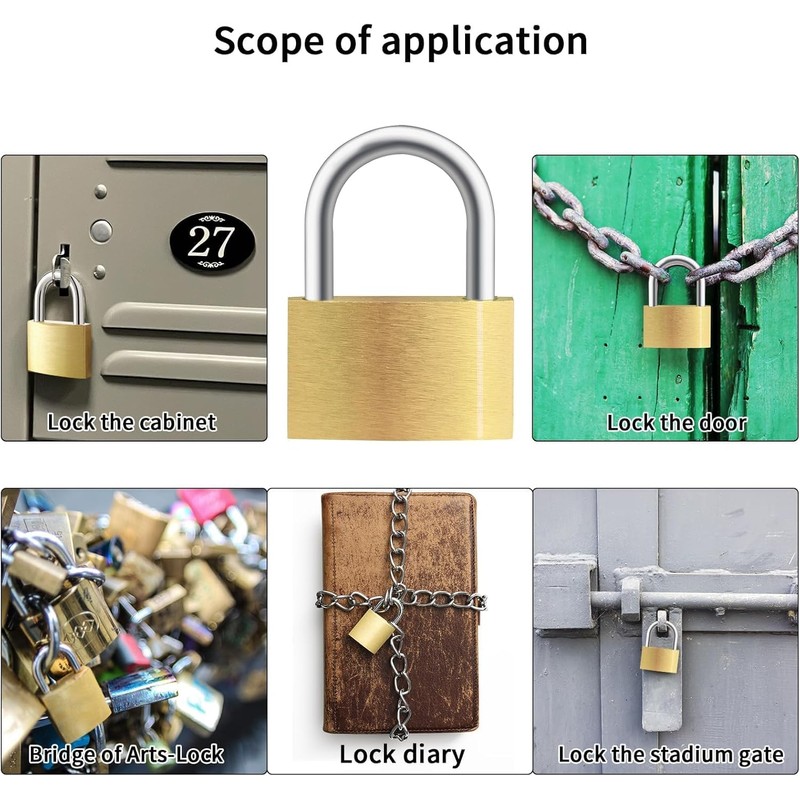 Cieex 8 Pieces Padlock Small Locks with Key 30mm Brass