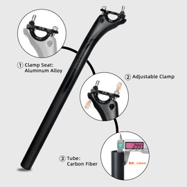 Lightweight Bike Seat Post Carbon Fiber Seatpost Adjustable Bicycle Seat Tube for Road Bike Mountain Bike